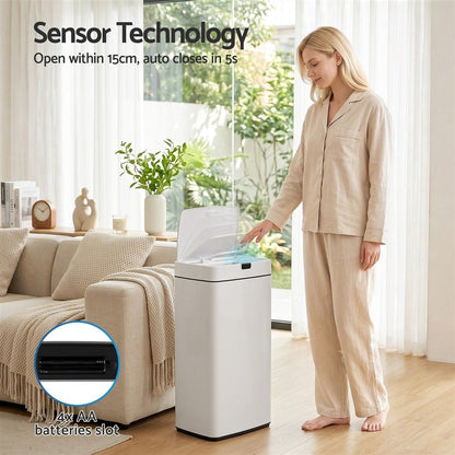 Devanti Home & Garden > Kitchen Bins > Automatic Bins Devanti 45L Motion Sensor Bin Rubbish Automatic White