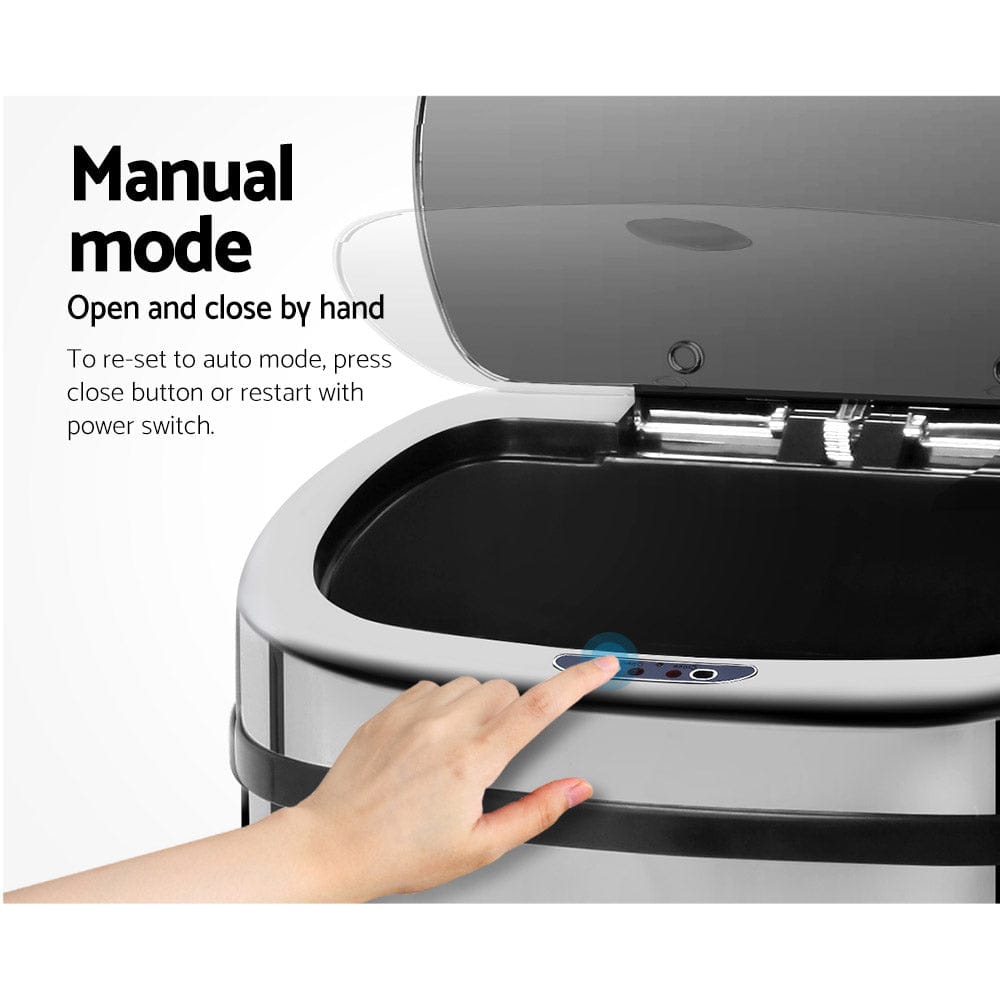 Devanti Home & Garden > Kitchen Bins > Automatic Bins Devanti 50L Motion Sensor Bin Rubbish Automatic Silver
