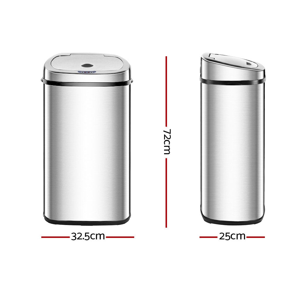 Devanti Home & Garden > Kitchen Bins > Automatic Bins Devanti 50L Motion Sensor Bin Rubbish Automatic Silver