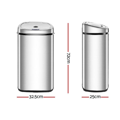 Devanti Home & Garden > Kitchen Bins > Automatic Bins Devanti 50L Motion Sensor Bin Rubbish Automatic Silver