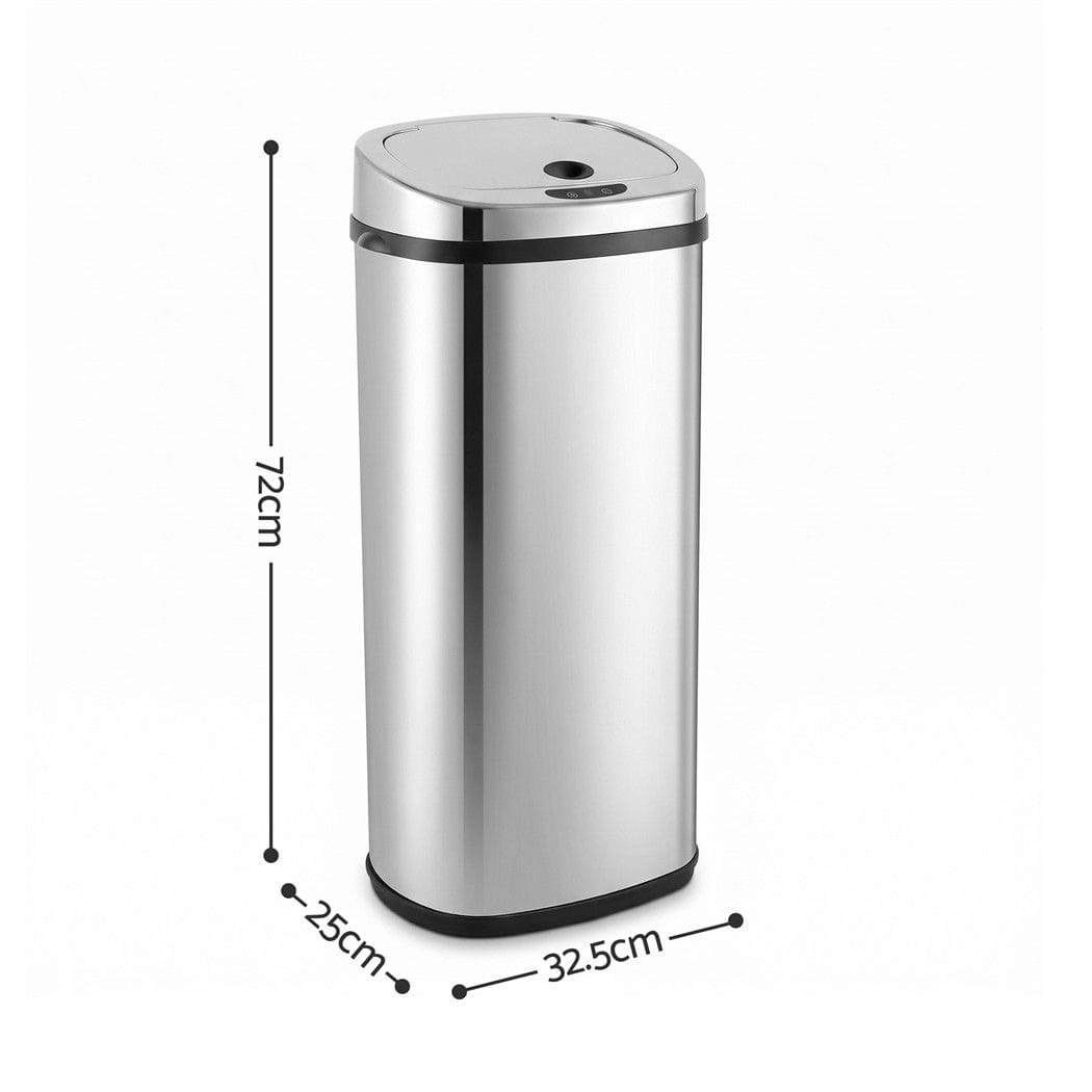 Devanti Home & Garden > Kitchen Bins > Automatic Bins Devanti 50L Motion Sensor Bin Rubbish Automatic Silver