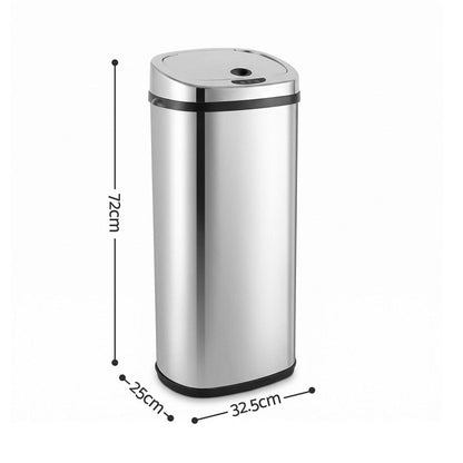 Devanti Home & Garden > Kitchen Bins > Automatic Bins Devanti 50L Motion Sensor Bin Rubbish Automatic Silver