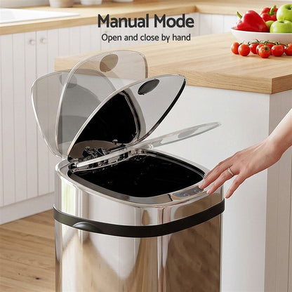 Devanti Home & Garden > Kitchen Bins > Automatic Bins Devanti 50L Motion Sensor Bin Rubbish Automatic Silver