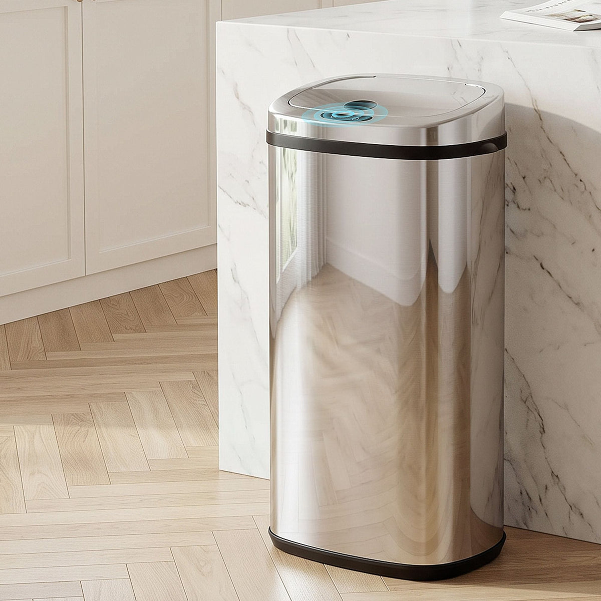 Devanti Home & Garden > Kitchen Bins > Automatic Bins Devanti 50L Motion Sensor Bin Rubbish Automatic Silver