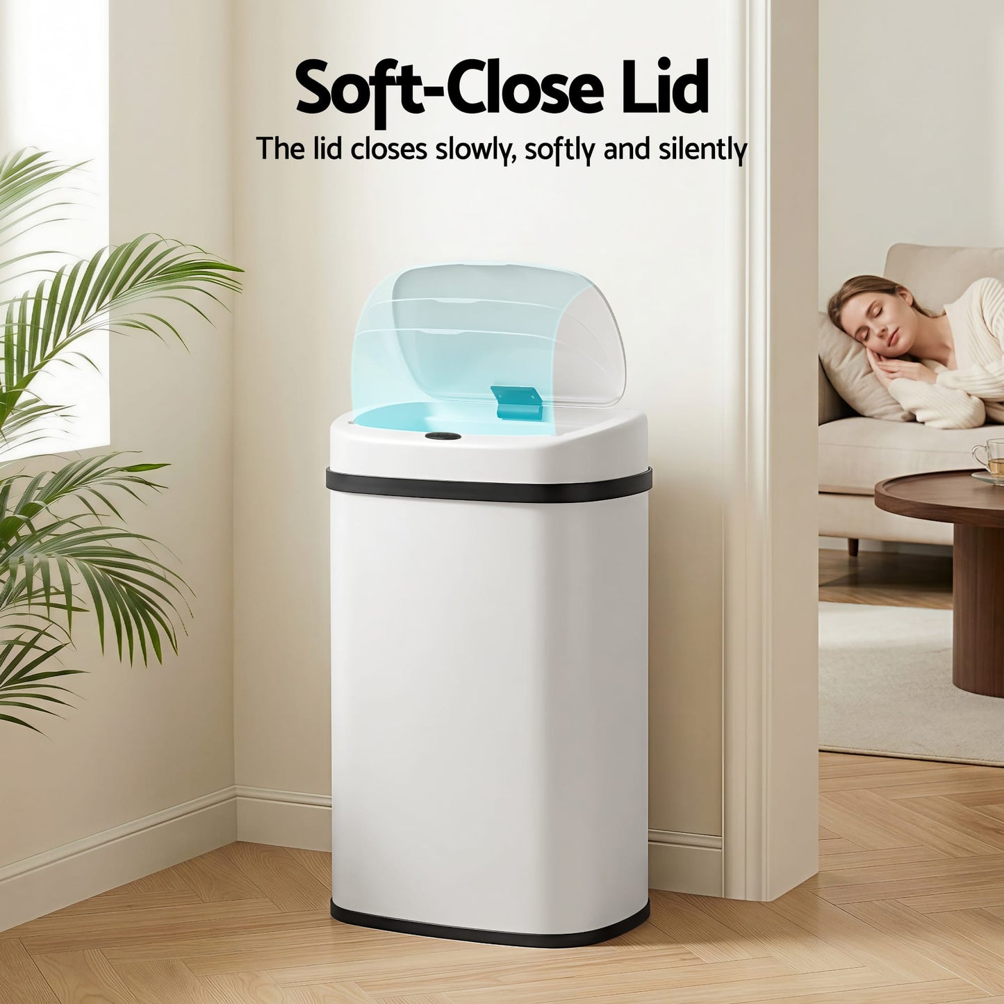 Devanti Home & Garden > Kitchen Bins > Automatic Bins Devanti 50L Sensor Bin Motion Rubbish Automatic White