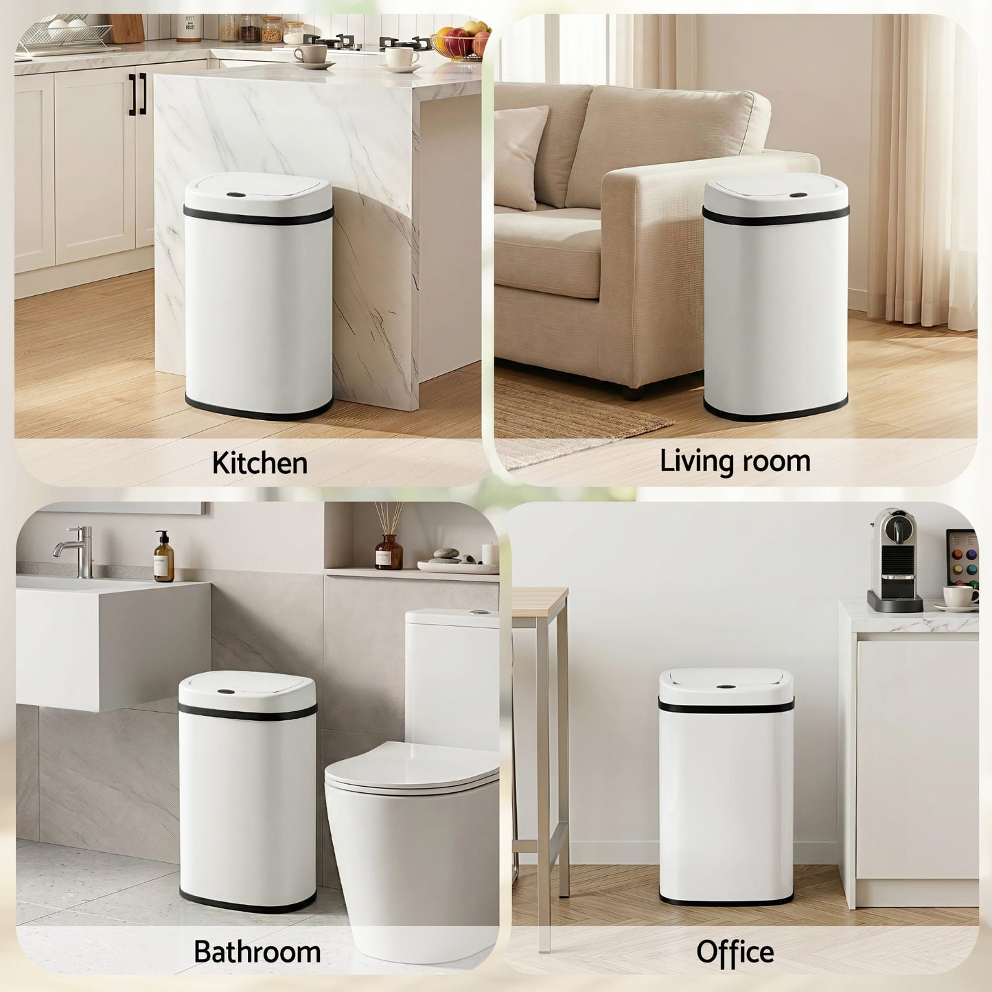 Devanti Home & Garden > Kitchen Bins > Automatic Bins Devanti 50L Sensor Bin Motion Rubbish Automatic White