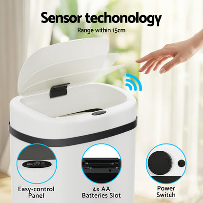 Devanti Home & Garden > Kitchen Bins > Automatic Bins Devanti 50L Sensor Bin Motion Rubbish Automatic White