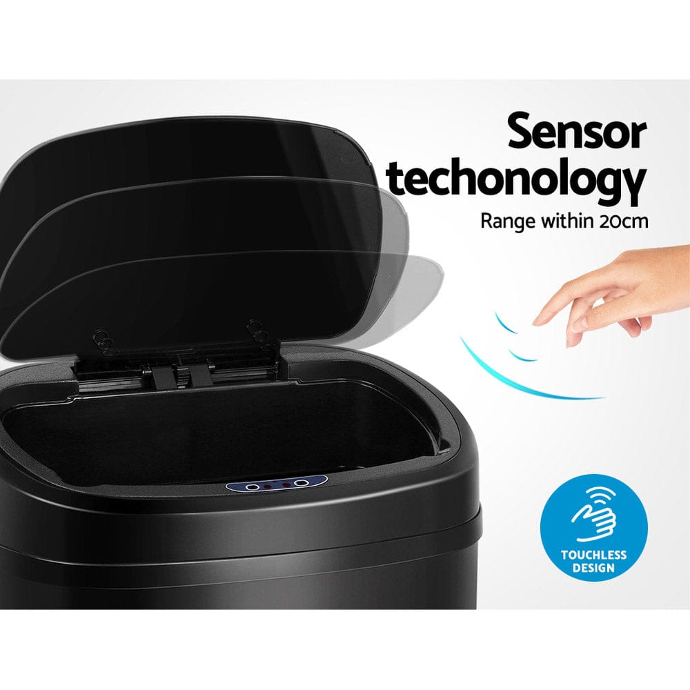 Devanti Home & Garden > Kitchen Bins > Automatic Bins Devanti 58L Motion Sensor Bin Rubbish Automatic Black