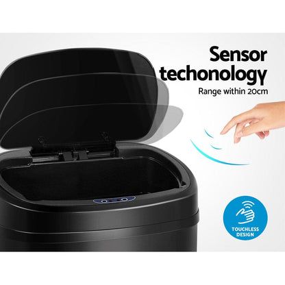 Devanti Home & Garden > Kitchen Bins > Automatic Bins Devanti 58L Motion Sensor Bin Rubbish Automatic Black