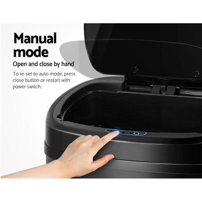 Devanti Home & Garden > Kitchen Bins > Automatic Bins Devanti 58L Motion Sensor Bin Rubbish Automatic Black