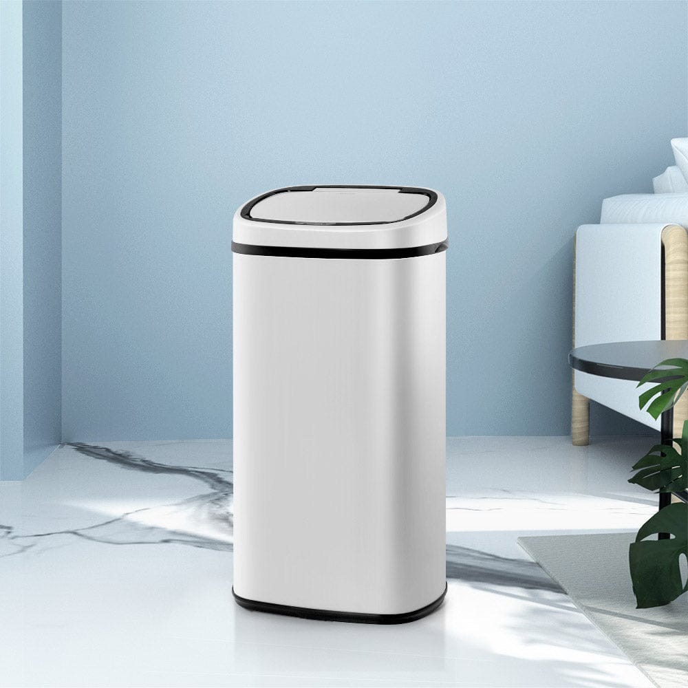 Devanti Home & Garden > Kitchen Bins > Automatic Bins Devanti 58L Motion Sensor Bin Rubbish Automatic White