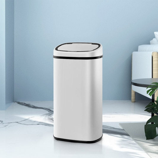Devanti Home & Garden > Kitchen Bins > Automatic Bins Devanti 58L Motion Sensor Bin Rubbish Automatic White
