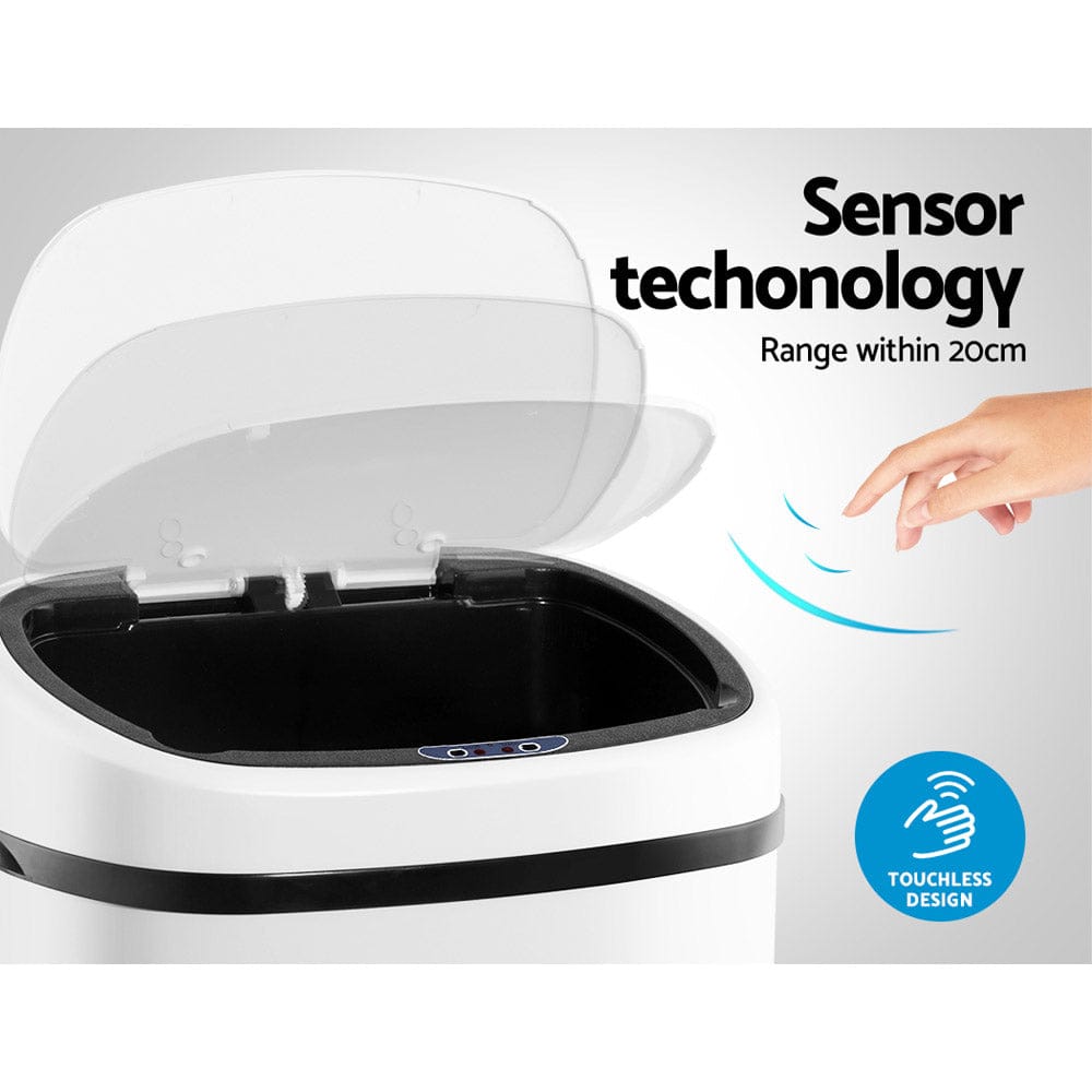 Devanti Home & Garden > Kitchen Bins > Automatic Bins Devanti 58L Motion Sensor Bin Rubbish Automatic White