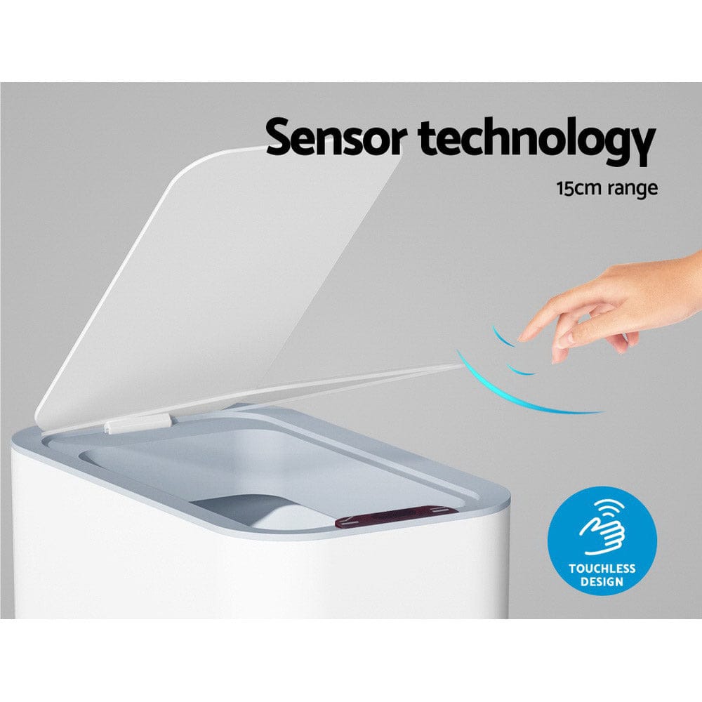 Devanti Home & Garden > Kitchen Bins > Automatic Bins Devanti 9L Motion Sensor Bin Rubbish Automatic White