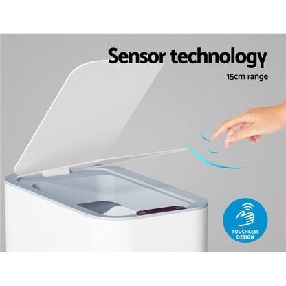 Devanti Home & Garden > Kitchen Bins > Automatic Bins Devanti 9L Motion Sensor Bin Rubbish Automatic White