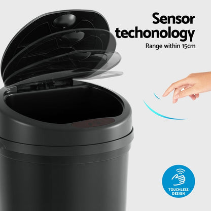 Devanti Home & Garden > Kitchen Bins > Automatic Bins Devanti Sensor Bin Motion Rubbish Bins Kitchen Automatic Trash Can Black 9L
