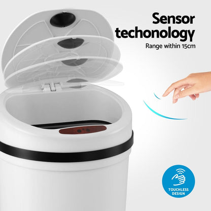 Devanti Home & Garden > Kitchen Bins > Automatic Bins Devanti Sensor Bin Motion Rubbish Bins Kitchen Automatic Trash Can White 9L