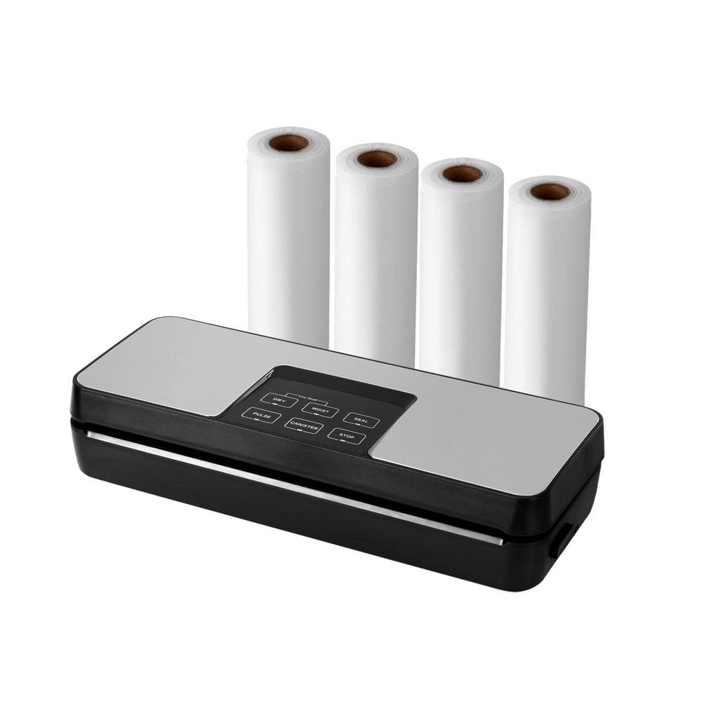 Devanti Home & Garden > Kitchenware > Food Storage Devanti Food Vacuum Sealer Machine Auto Seal Cutter 5 Modes Storage Bags 4 Rolls