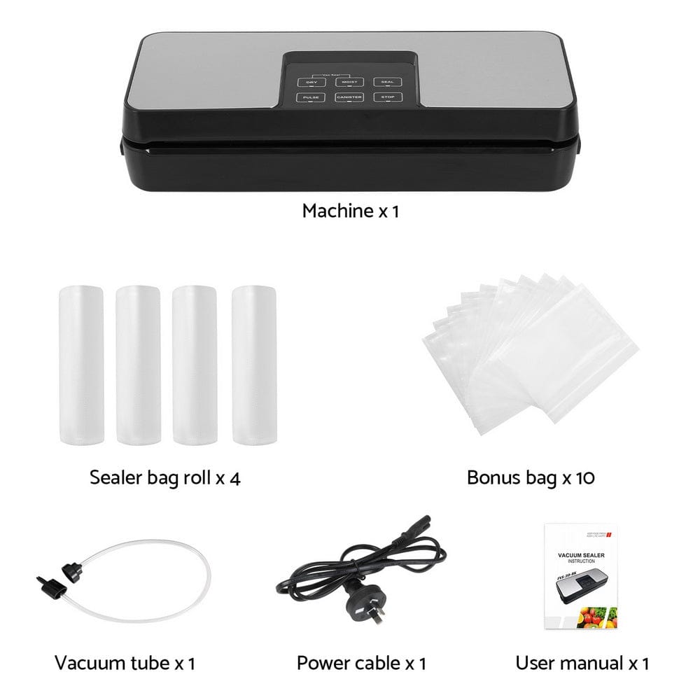 Devanti Home & Garden > Kitchenware > Food Storage Devanti Food Vacuum Sealer Machine Auto Seal Cutter 5 Modes Storage Bags 4 Rolls