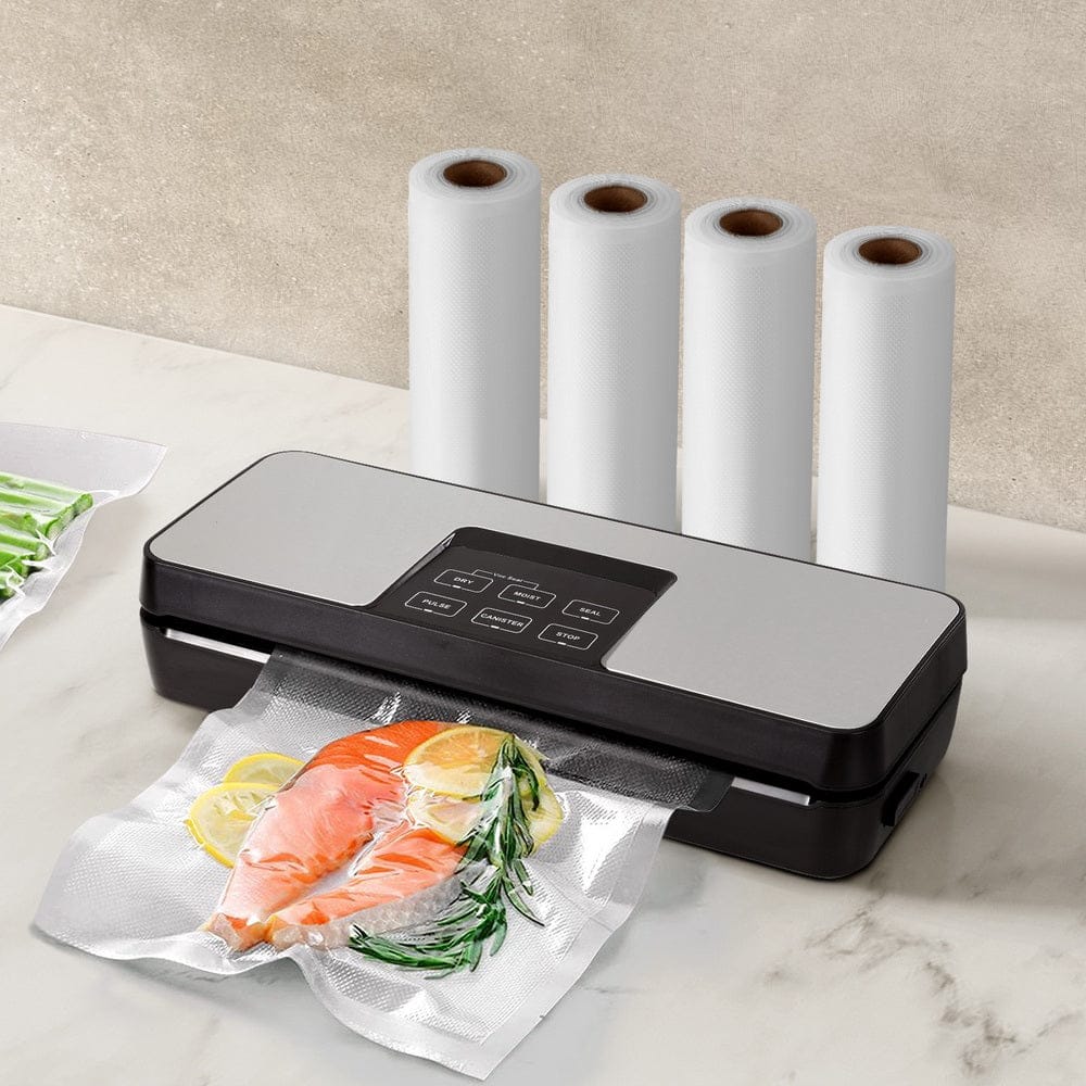 Devanti Home & Garden > Kitchenware > Food Storage Devanti Food Vacuum Sealer Machine Auto Seal Cutter 5 Modes Storage Bags 4 Rolls