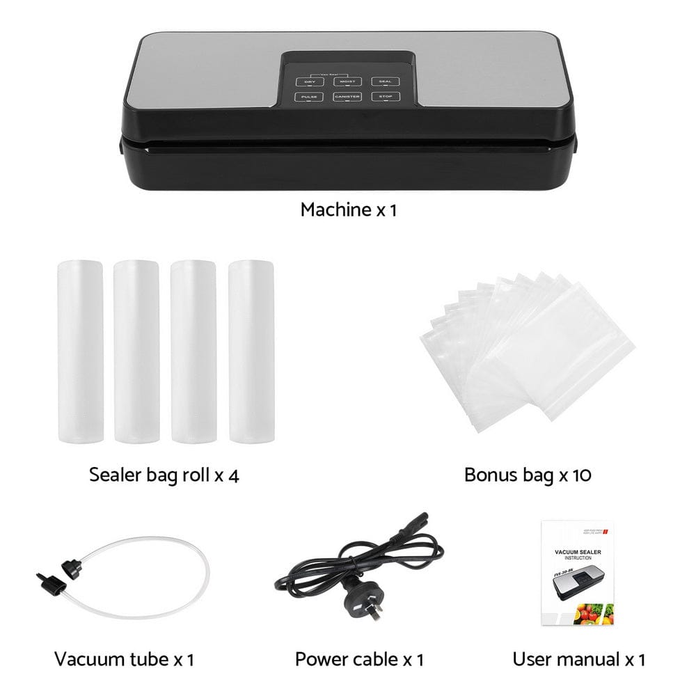 Devanti Home & Garden > Kitchenware > Food Storage Devanti Food Vacuum Sealer Machine Auto Seal Cutter 5 Modes Storage Bags 4 Rolls