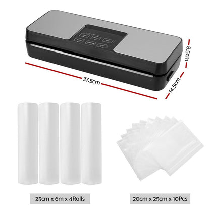 Devanti Home & Garden > Kitchenware > Food Storage Devanti Food Vacuum Sealer Machine Auto Seal Cutter 5 Modes Storage Bags 4 Rolls