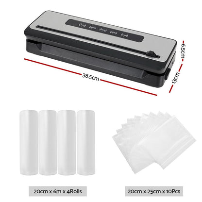 Devanti Home & Garden > Kitchenware > Food Storage Devanti Food Vacuum Sealer Machine Sealing Cutter 5 Modes Storage Bags 4 Rolls