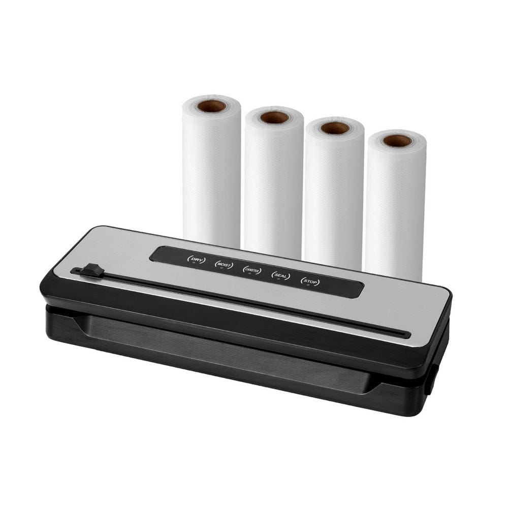 Devanti Home & Garden > Kitchenware > Food Storage Devanti Food Vacuum Sealer Machine Sealing Cutter 5 Modes Storage Bags 4 Rolls