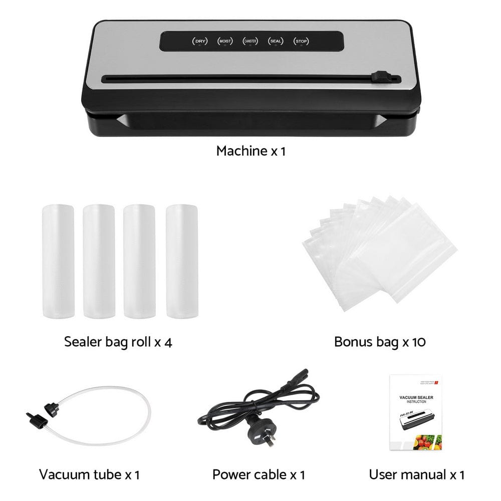 Devanti Home & Garden > Kitchenware > Food Storage Devanti Food Vacuum Sealer Machine Sealing Cutter 5 Modes Storage Bags 4 Rolls