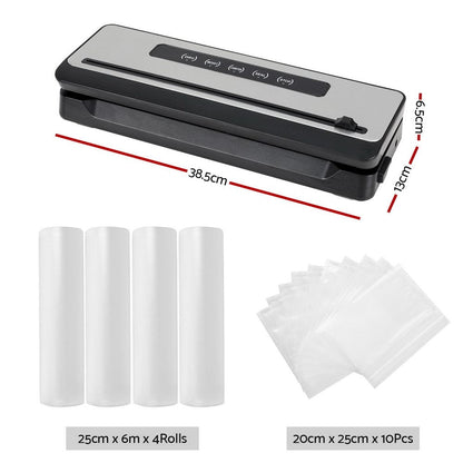 Devanti Home & Garden > Kitchenware > Food Storage Devanti Food Vacuum Sealer Machine Sealing Cutter 5 Modes Storage Bags 4 Rolls