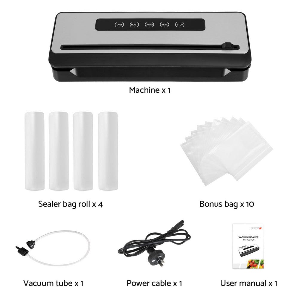 Devanti Home & Garden > Kitchenware > Food Storage Devanti Food Vacuum Sealer Machine Sealing Cutter 5 Modes Storage Bags 4 Rolls