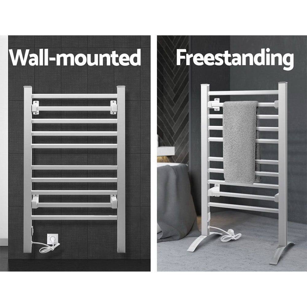 Devanti Home & Garden > Laundry & Cleaning > Drying Racks & Hangers Devanti Electric Heated Towel Rail Rack 10 Bars Freestanding Clothes Dry Warmer