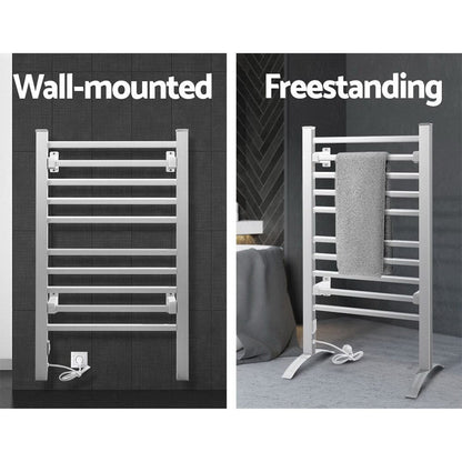 Devanti Home & Garden > Laundry & Cleaning > Drying Racks & Hangers Devanti Electric Heated Towel Rail Rack 10 Bars Freestanding Clothes Dry Warmer