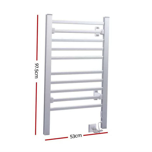 Devanti Home & Garden > Laundry & Cleaning > Drying Racks & Hangers Devanti Electric Heated Towel Rail Rack 10 Bars Freestanding Clothes Dry Warmer