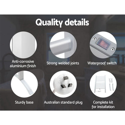 Devanti Home & Garden > Laundry & Cleaning > Drying Racks & Hangers Devanti Electric Heated Towel Rail Rack 10 Bars Freestanding Clothes Dry Warmer