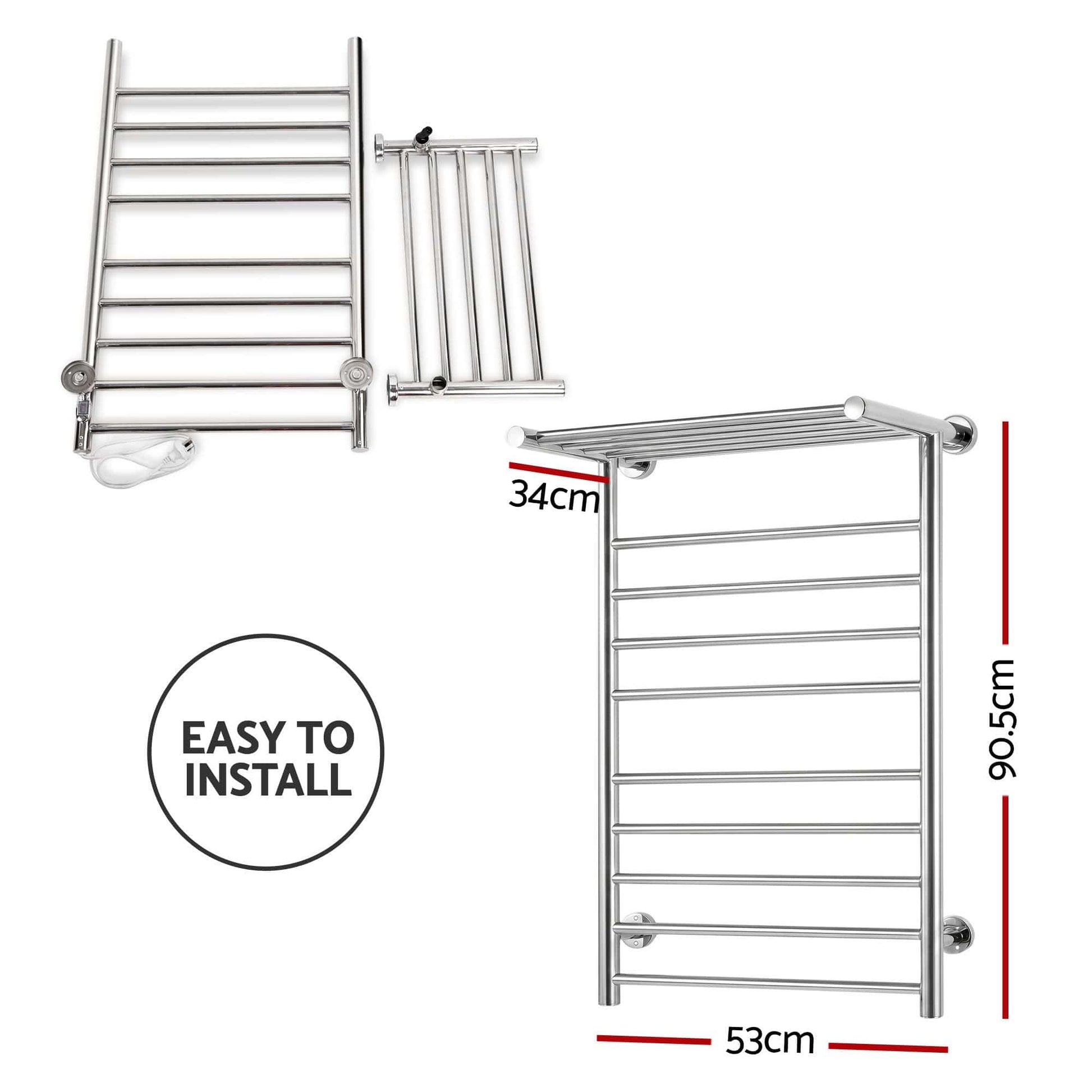 Devanti Home & Garden > Laundry & Cleaning > Drying Racks & Hangers Devanti Electric Heated Towel Rail Rack 14 Bars Wall Mounted Clothes Dry Warmer