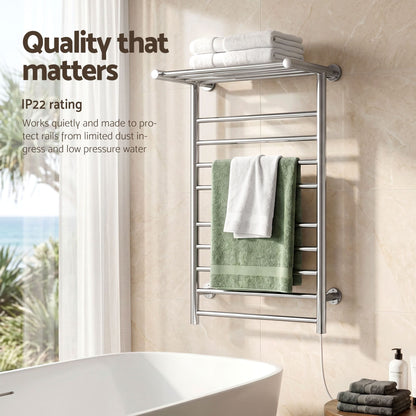 Devanti Home & Garden > Laundry & Cleaning > Drying Racks & Hangers Devanti Electric Heated Towel Rail Rack 14 Bars Wall Mounted Clothes Dry Warmer