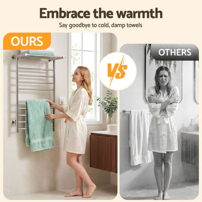 Devanti Home & Garden > Laundry & Cleaning > Drying Racks & Hangers Devanti Electric Heated Towel Rail Rack 14 Bars Wall Mounted Clothes Dry Warmer