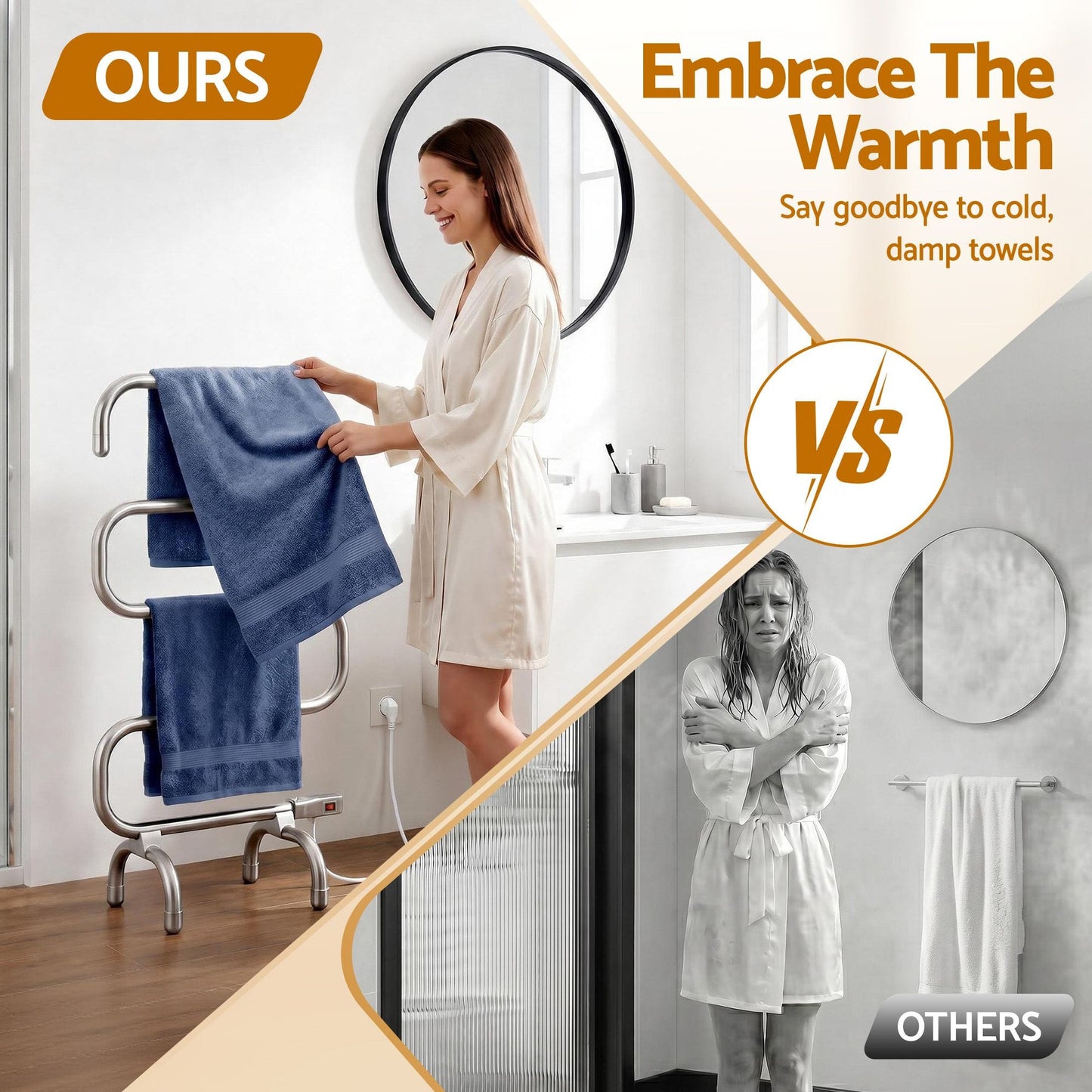 Devanti Home & Garden > Laundry & Cleaning > Drying Racks & Hangers Devanti Electric Heated Towel Rail Rack 5 Bars Freestanding Clothes Dry Warmer