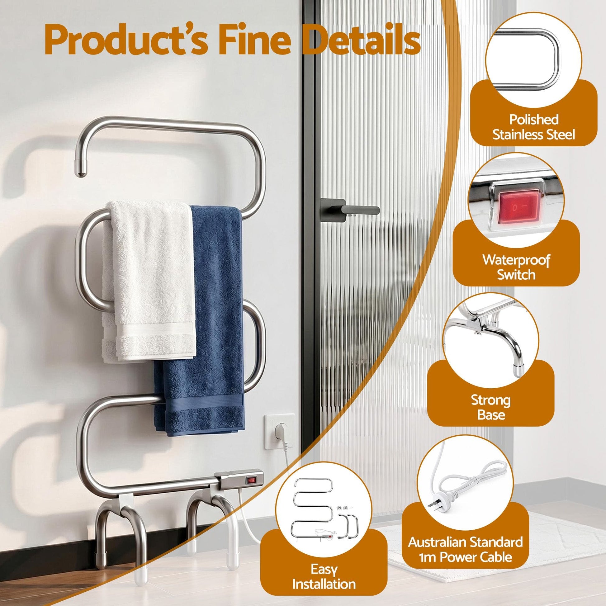 Devanti Home & Garden > Laundry & Cleaning > Drying Racks & Hangers Devanti Electric Heated Towel Rail Rack 5 Bars Freestanding Clothes Dry Warmer