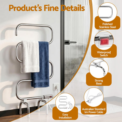 Devanti Home & Garden > Laundry & Cleaning > Drying Racks & Hangers Devanti Electric Heated Towel Rail Rack 5 Bars Freestanding Clothes Dry Warmer