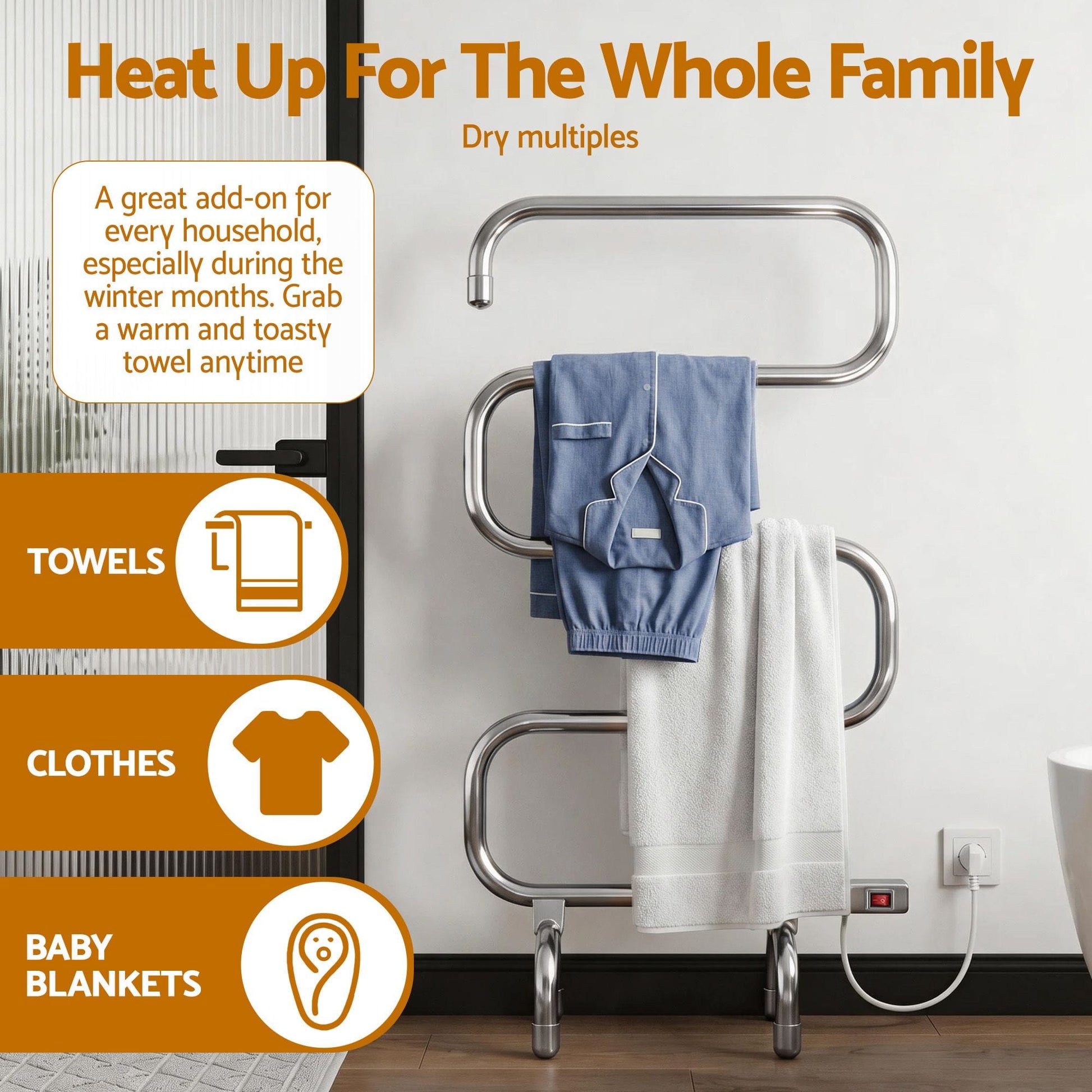 Devanti Home & Garden > Laundry & Cleaning > Drying Racks & Hangers Devanti Electric Heated Towel Rail Rack 5 Bars Freestanding Clothes Dry Warmer