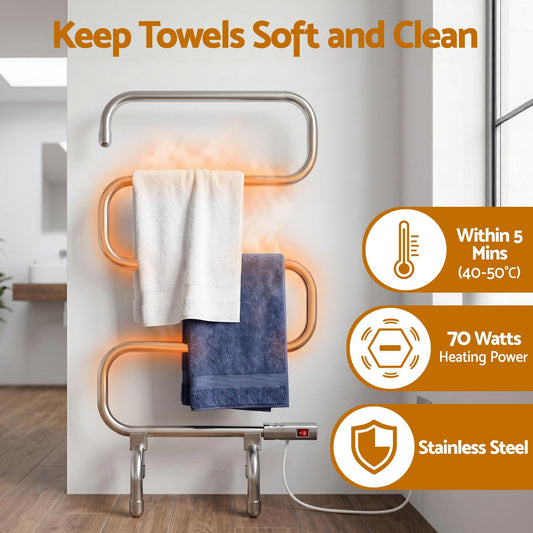 Devanti Home & Garden > Laundry & Cleaning > Drying Racks & Hangers Devanti Electric Heated Towel Rail Rack 5 Bars Freestanding Clothes Dry Warmer
