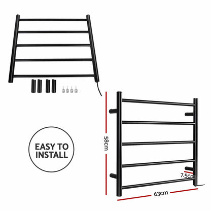 Devanti Home & Garden > Laundry & Cleaning > Drying Racks & Hangers Devanti Electric Heated Towel Rail Rack 5 Bars Wall Mounted Clothes Dry Warmer