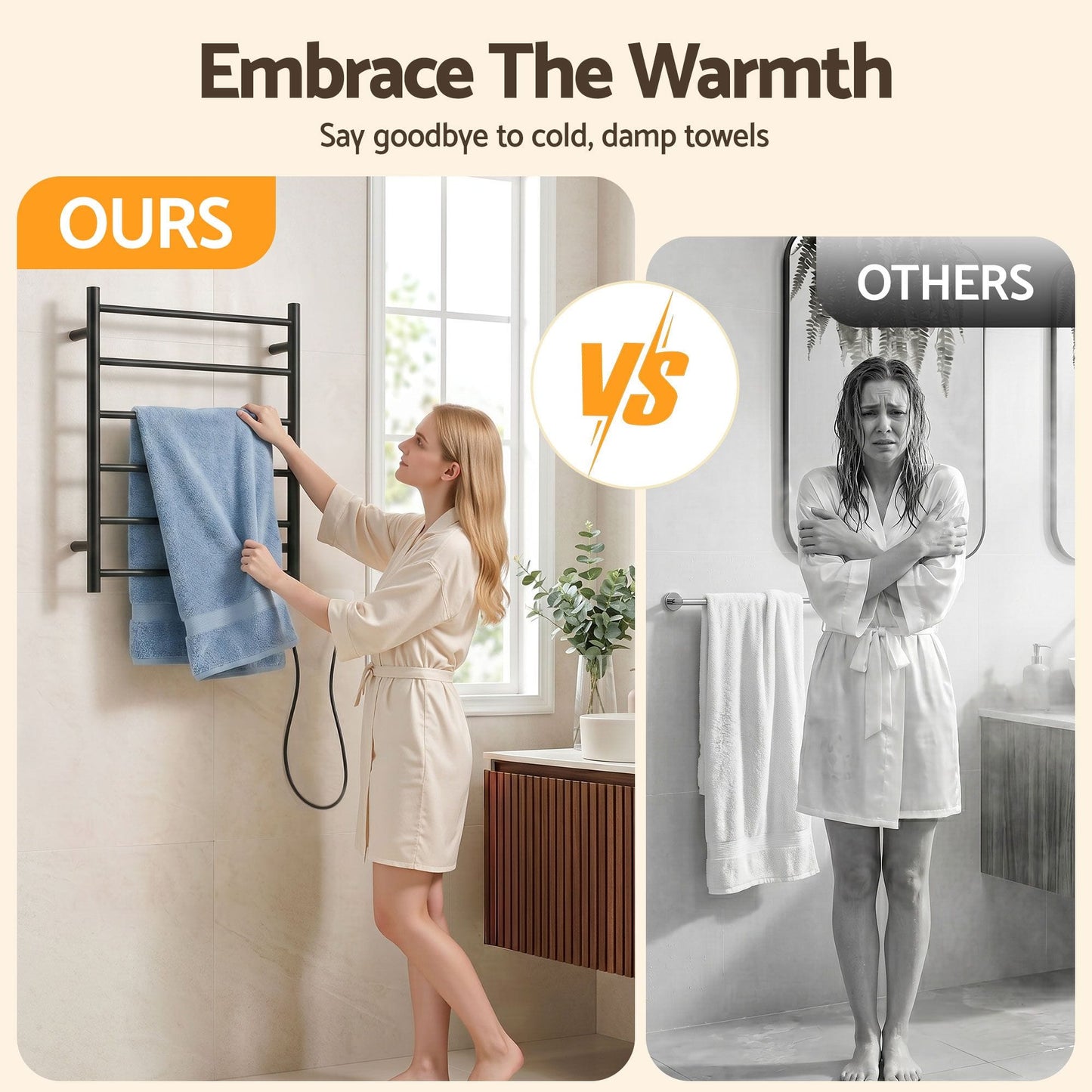 Devanti Home & Garden > Laundry & Cleaning > Drying Racks & Hangers Devanti Electric Heated Towel Rail Rack 5 Bars Wall Mounted Clothes Dry Warmer