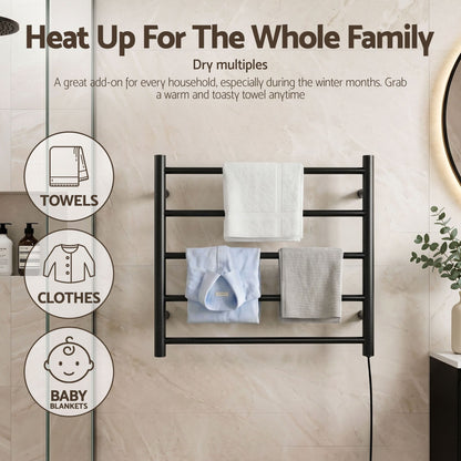 Devanti Home & Garden > Laundry & Cleaning > Drying Racks & Hangers Devanti Electric Heated Towel Rail Rack 5 Bars Wall Mounted Clothes Dry Warmer