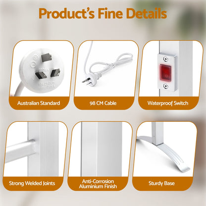 Devanti Home & Garden > Laundry & Cleaning > Drying Racks & Hangers Devanti Electric Heated Towel Rail Rack 6 Bars Freestanding Clothes Dry Warmer