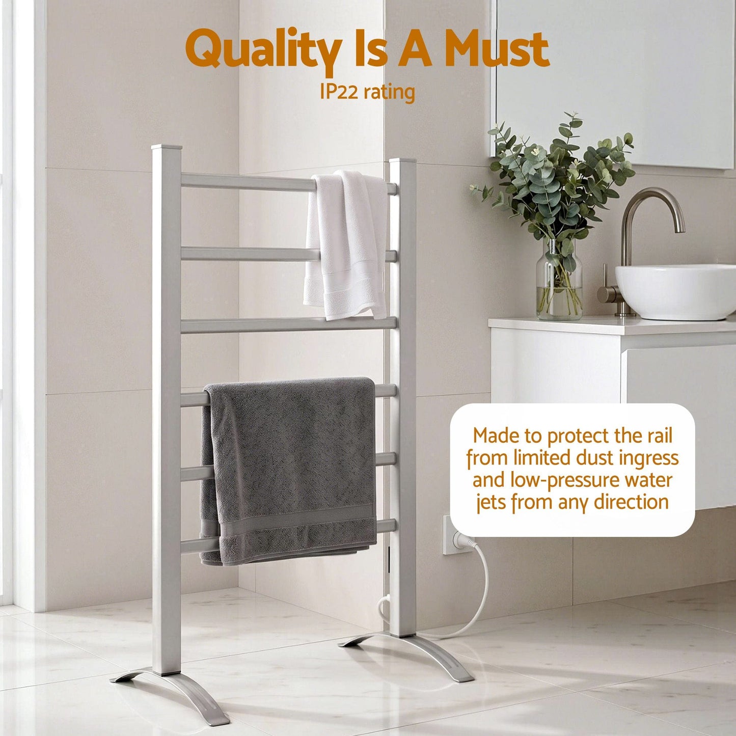 Devanti Home & Garden > Laundry & Cleaning > Drying Racks & Hangers Devanti Electric Heated Towel Rail Rack 6 Bars Freestanding Clothes Dry Warmer