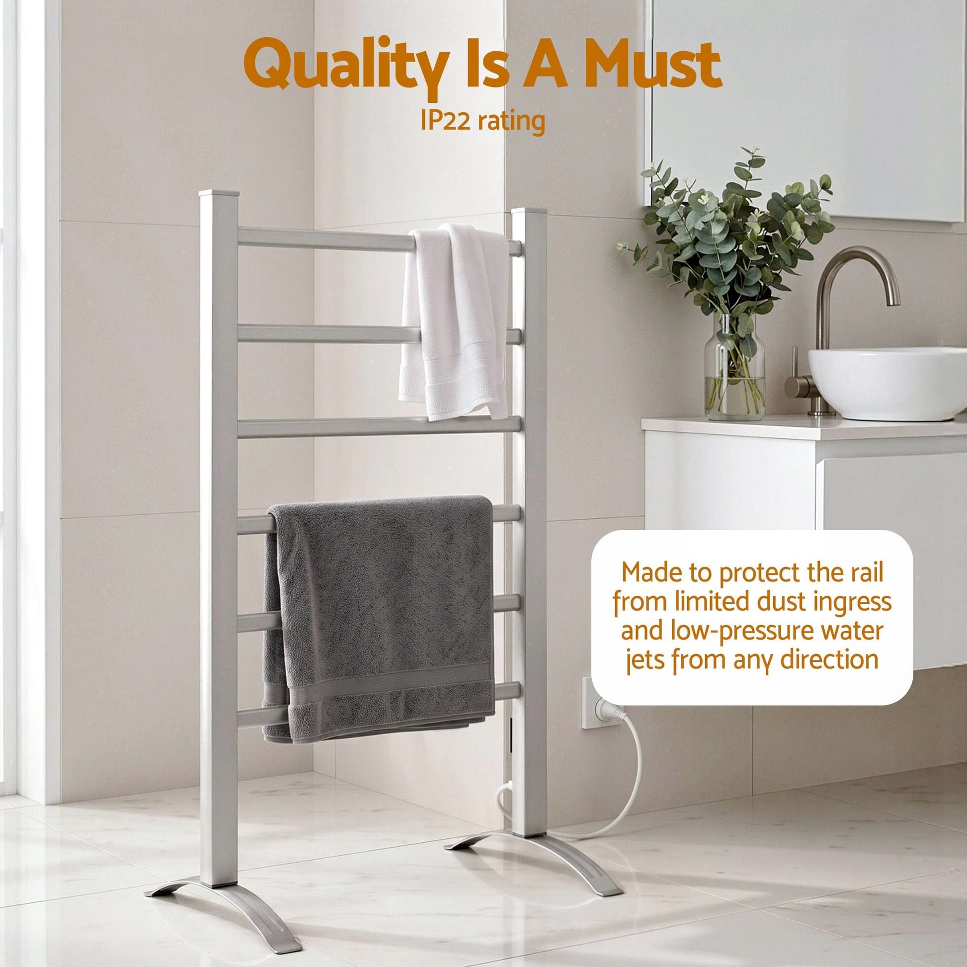 Devanti Home & Garden > Laundry & Cleaning > Drying Racks & Hangers Devanti Electric Heated Towel Rail Rack 6 Bars Freestanding Clothes Dry Warmer