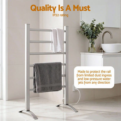 Devanti Home & Garden > Laundry & Cleaning > Drying Racks & Hangers Devanti Electric Heated Towel Rail Rack 6 Bars Freestanding Clothes Dry Warmer